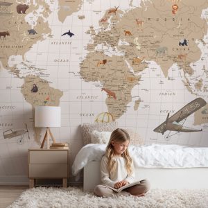 Papier peint planisphère pour enfant