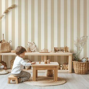 Papier peint grandes rayures beige