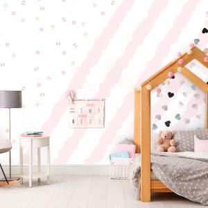 Papier peint graphique rose pour enfant