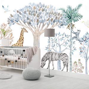 Papier peint safari coloré bébé