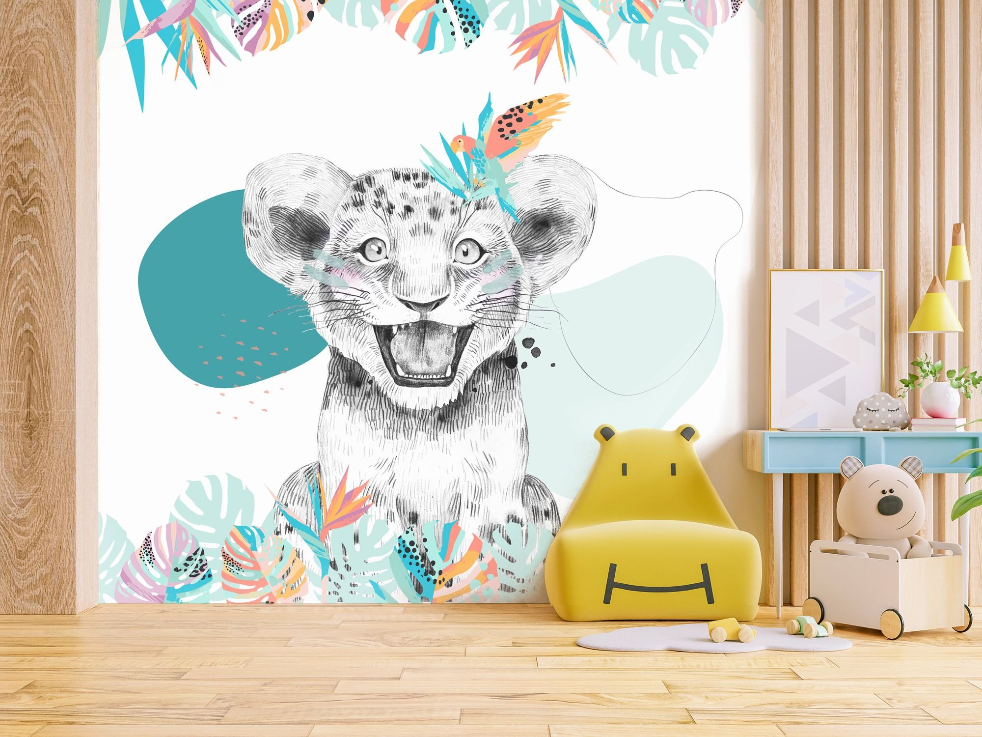 Papier peint safari haut en couleurs pour enfant – Image 3