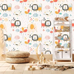 Papier peint safari coloré enfant