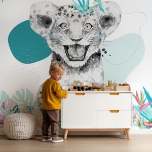 Papier peint safari haut en couleurs pour enfant