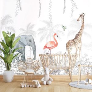 Papier peint savane magique pour enfant