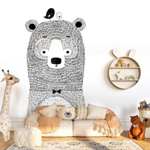 Papier peint ours style scandinave pour enfant