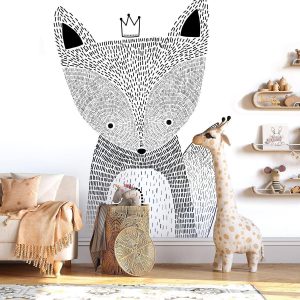 Papier peint renard style scandinave pour enfant