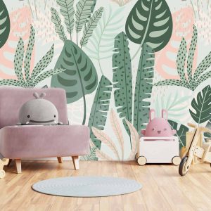 Papier peint feuilles tropicales