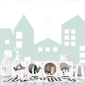 Papier peint silhouette maison pour enfant