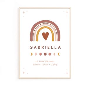 Affiche de naissance arc-en-ciel fille