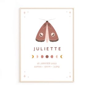 Affiche de naissance papillon personnalisée