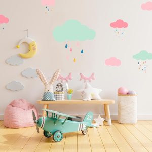 Set de stickers nuages colorés pour enfant